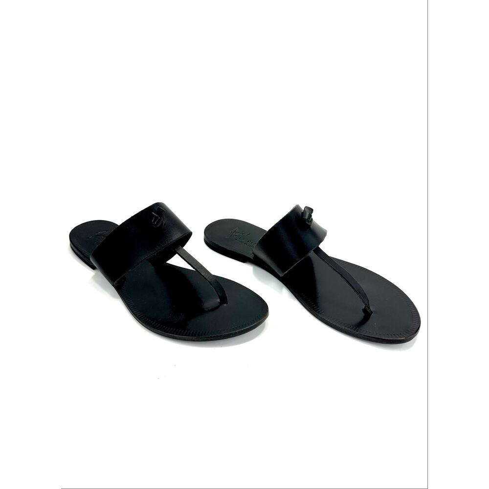 Joie A La Plage Women Flat Sandal Size 9/39 Black Leather Thong-Toe Flip Flops - Picture 2 of 13